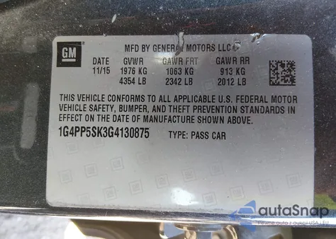 2016 Buick Verano from USA, damaged, VIN 1G4PP5SK3G4130875